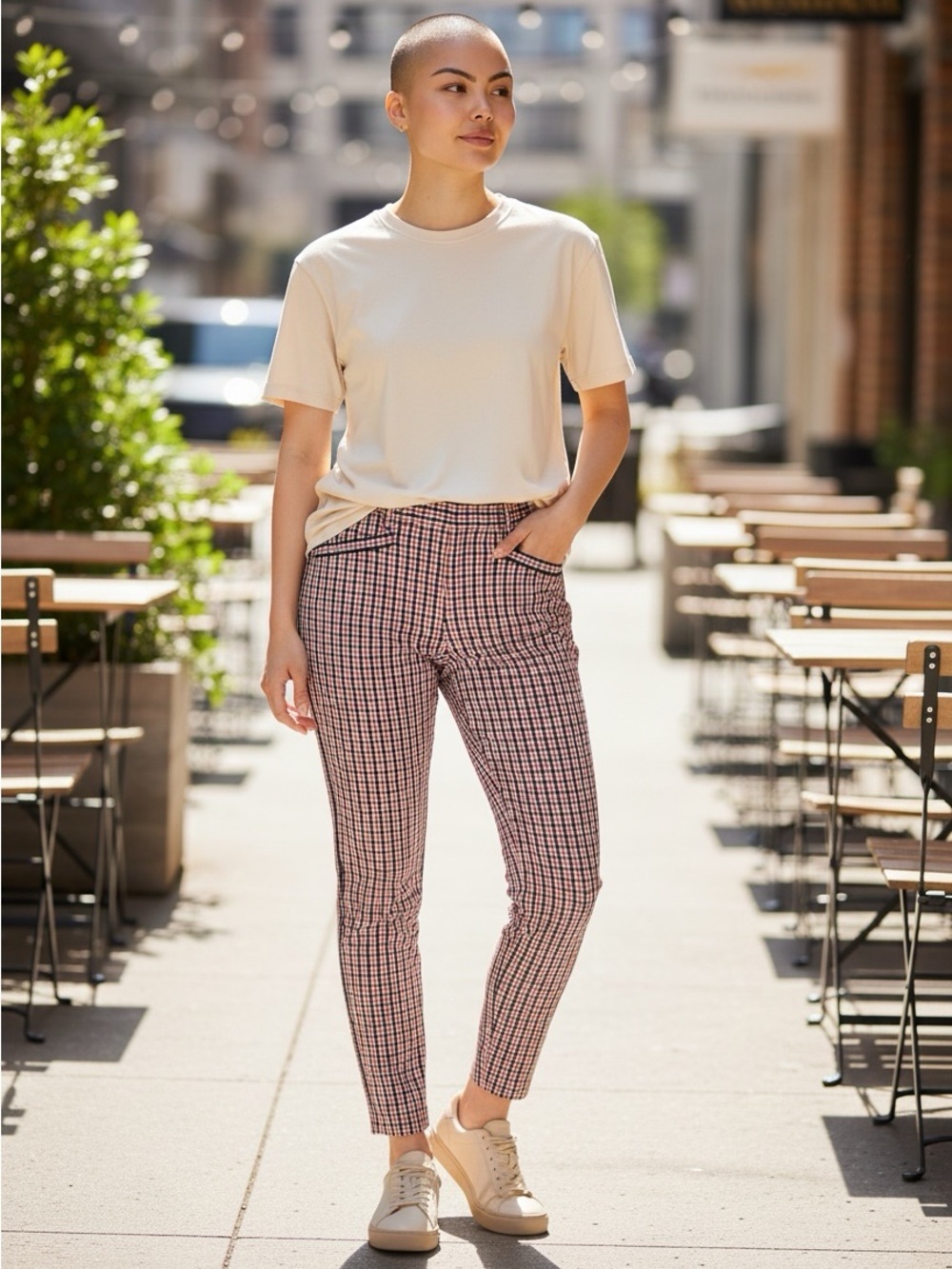 2 for $8 Gap Red & Black Checkered Skinny Ankle Pants #948